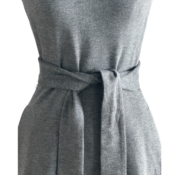 BABATON Aritzia Gray Sleeveless Sheath Mini Dress Work Party Tie Belt Size 0 XS - Picture 3 of 6